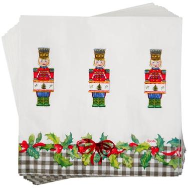 Imagem de Guardanapos descartáveis para almoço de papel Quebra-nozes C.R. Gibson TW7-25775, 15 x 15 cm, multicoloridos, 20 peças