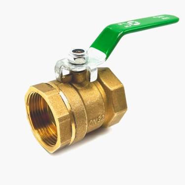 Imagem de Válvula esférica de latão forjado de porta completa de 3,8 cm, conector NPT fêmea roscado DN32, interruptor de desligamento de válvula esférica de latão resistente para água e óleo, 150 PSI WSP/600 PSI WOG, 1 pacote