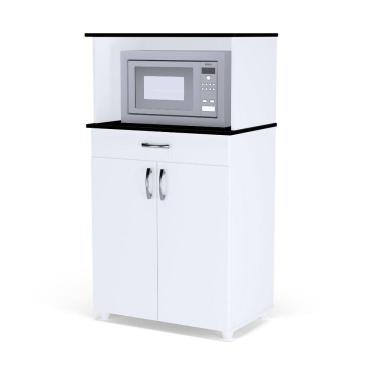 Imagem de Balcão Para Cozinha Multiuso 2 Portas E Repartição Superior Para Forno Microondas Carina Branco- Mabe Magazine