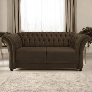 Imagem de Sofá Recamier Divã Chesterfield 185cm Sofia Suede Marrom Capitonê- Mabe Magazine