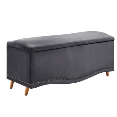 Imagem de Calçadeira Sapateira Baú Holanda 90cm De Largura Veludo Star Confort Cinza Chumbo