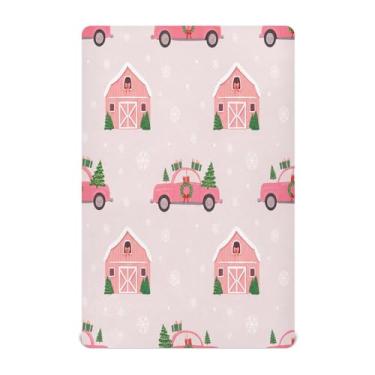 Imagem de Qilmy Lençóis de berço de caminhão de Natal, macio e respirável, de microfibra elástica, lençol com elástico para meninos e meninas, 132 x 71 cm, capa de colchão infantil portátil