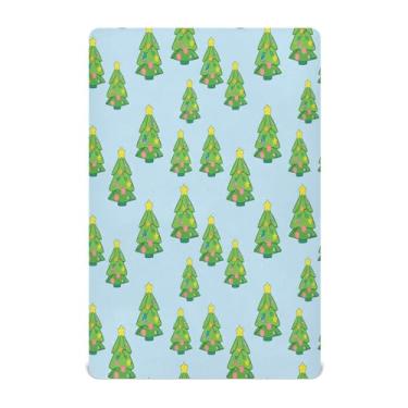 Imagem de JUZIHAI Lençol com elástico para berço 132 x 71 cm, com árvores fofas de Natal, macio, respirável, elástico, lençol de brincar para berço padrão e cama de criança pequena
