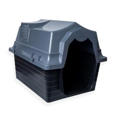 Imagem de Casa para Cachorro com Proteção UV – Tamanhos N3/N4/Universal, Plástico Resistente, Telhado Removível, Ventilação Lateral e Uso Externo Impermeável(Cinza - N4)