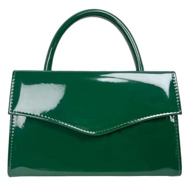 Imagem de YAPAIOU Bolsa feminina de couro para noite com glíter, bolsas de festa, bolsas de casamento, coquetéis, formaturas, bolsas com patente (verde)