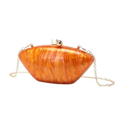 Imagem de CYSUE Bolsas femininas de acrílico modernas bolsas de ombro para celular, Laranja, One Size
