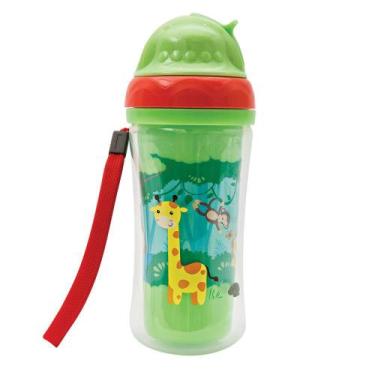 Imagem de Copo Infantil Canudo de Silicone Parede Dupla Animais Buba 12+, Verde 