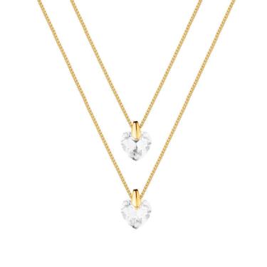 Imagem de Colar Dourado Duplo De Coração Em Cristal