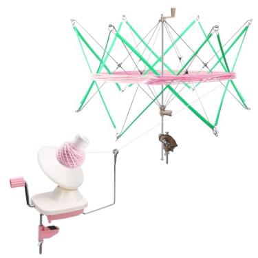 Imagem de WODHMIEY Enrolador de fio e rápido, novelo de fio enrolador de fios, enrolador de esferas de fio, manivela portátil para crochê e tricô com instalação rápida, 4 passos em 1 minuto (rosa)