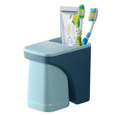 Imagem de Suporte magnético para escova de dentes, conjunto de ventosas montado na parede, organizador de armazenamento de banheiro sgzscl para economia de espaço para uso diário em família (azul quadrado)
