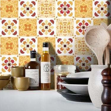 Imagem de Adesivo Destacável Azulejo para Cozinha Badalona Laranja - TaColado, 2