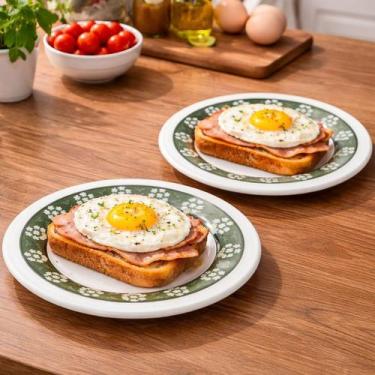 Imagem de Pratos Sobremesa Lanche Donna Bosque Oxford Jogo 4pçs 18cm - Genérico,