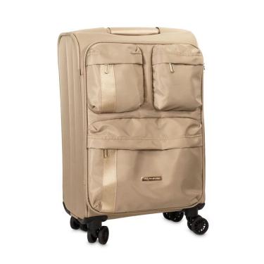 Imagem de Mala de Viagem de Bordo 10 kg em Poliéster Resistente à Água com 4 Rodas 360º Cadeado TSA Bolsos Clara Bege Imaginarium