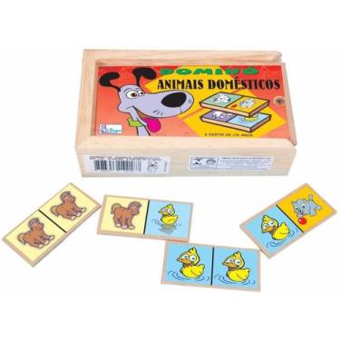 Imagem de Brinquedo Educativo Domino De Animais Madeira Simque
