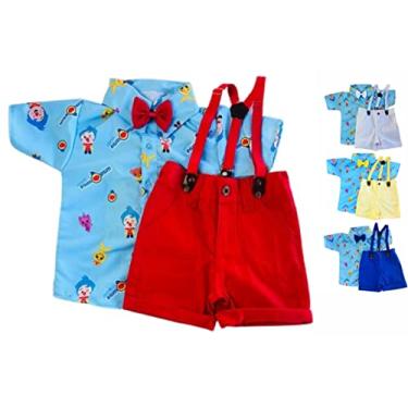 Imagem de Heróis do Coração Palhaço Plim Plim Kit Roupa Conjunto Infantil Menino 4 Peças Camisa G...