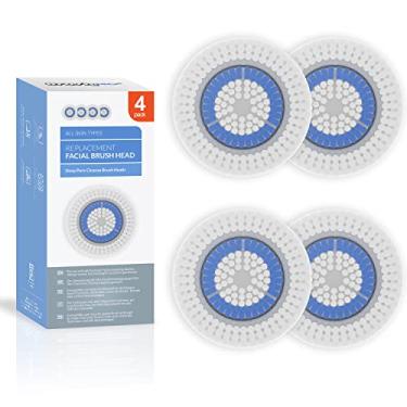 Imagem de Cabeças de escova de limpeza facial Brushmo compatíveis com cabeça de escova de poros profundos, pacote com 4