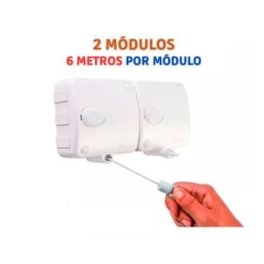 Imagem de Varal Retrátil Automático Modular Stendmax 2 Un. Com 6m Cada