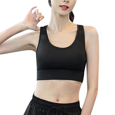 Imagem de Sutiã esportivo feminino fivela nas costas sutiã de ioga alto impacto treino academia sutiã esportivo cinto Belle Fit, Preto, GG