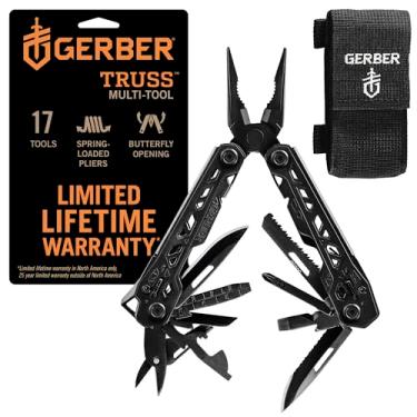 Imagem de Gerber Gear Alicate de ponta de agulha 17 em 1 Truss multiferramenta com bainha MOLLE - Multi-alicate, faca de bolso, lâmina serrilhada, chave de fenda, abridor de garrafas - Equipamento e equipamento EDC - Preto