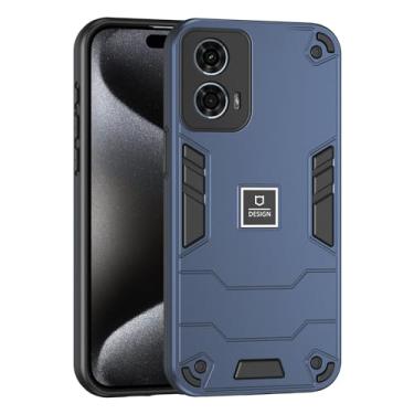 Imagem de Compatível com Motorola Moto G24 Power Case de grau militar à prova de quedas capa protetora de corpo inteiro TPU borracha e PC rígido capa de telefone capa fosca texturizada (cor: azul)
