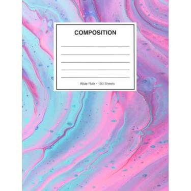 Imagem de Caderno de composição largo pautado colorido | Cadernos de composição fofos para meninas adolescentes e mulheres