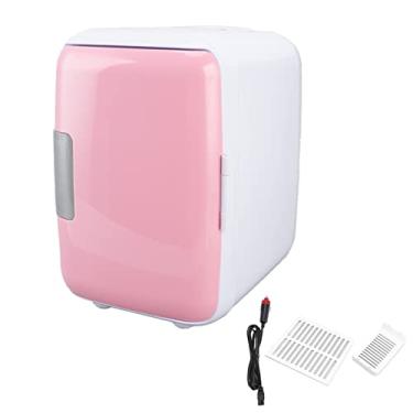 Imagem de Geladeira para carro 4 litros ABS Armazenamento cosmético Divisória removível Mini geladeira portátil (Pink)