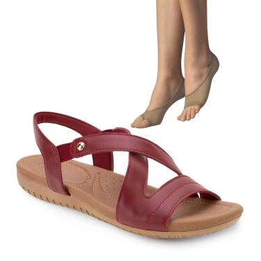 Imagem de Sandália Usaflex Feminina Rasteira R1804 + 2P Meias Color Sports Sapatilha Dedinhos 9065
