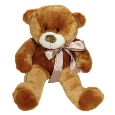 Imagem de Urso leo caramelo, decoração quarto de bebê 50cm - XU BABY, Laço bege