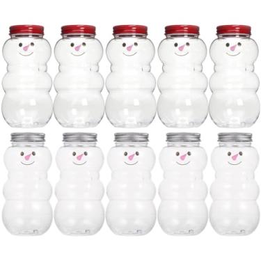 Imagem de UPKOCH Garrafa de suco de plástico de Natal: garrafas de água reutilizáveis em forma de boneco de neve garrafa de leite garrafas de bebidas recipientes de bebida garrafas de suco para armazenar sucos bebidas de leite 500ml 10pcs
