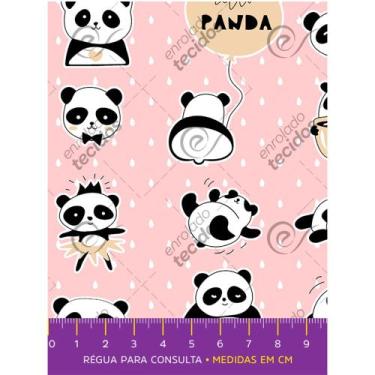 Imagem de Tecido Tricoline Estampado Ursinho Panda Rosa Bebê - 1,50m de Largura