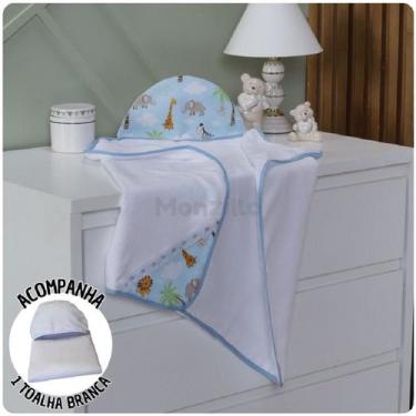 Imagem de KIT 2 Toalhas de Banho Capuz Bebê Estampas - Monzilo Baby Kids, Safari