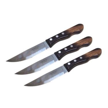 Imagem de Conjunto de 3 Facas para Churrasco Jumbo Castanho Polywood 21116095 Tr