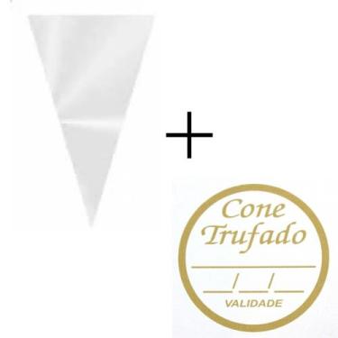 Imagem de Saquinho Plastico Pp Cone/trufa 10x15 C/100un + 100 Etiqueta - Lucky F