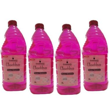Imagem de 4 Limpador Multiuso Perfumado 2 Litros Rosa Silvestre Desinfetante Con