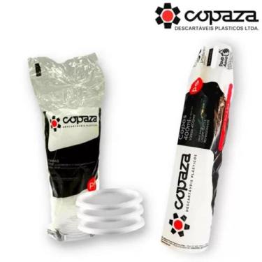 Imagem de Kit Copo Plástico Transparente Liso 400mL + Tampa Plástica Lisa / Kit 