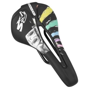 Imagem de MEGHNA Selim de bicicleta para substituição de bicicleta de estrada, assento de bicicleta, vazado, respirável, padrão de grafite, estilo urbano, assento confortável para bicicleta Raod, mountain bike,