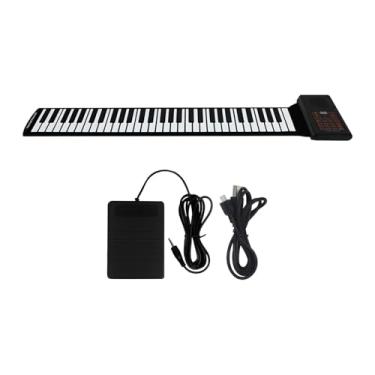 Imagem de Almencla Piano Roll Up de 61 teclas, teclado de piano de enrolar à mão, piano elétrico dobrável leve para presente infantil