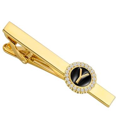 Imagem de HAWSON Conjunto de clipes de gravata e abotoaduras de 5,5 cm para homens, ouro 18K ou prata (inicial A-Z), adequado para camisa de punho francês e camisa social, acessórios de moda masculina para uso