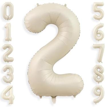 Imagem de Balão Número 2 - 40cm - Folha de Alumínio - Cor Creme/Branco