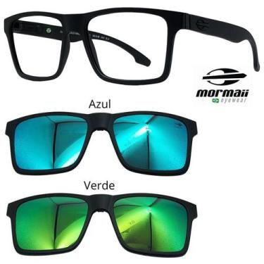 Imagem de Oculos Masculino Quadrado Mormaii Swap Com 2 Clipon, Preto fosco
