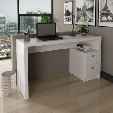 Imagem de Escrivaninha Branca com 2 Gavetas 135x74cm ME4130 Branco