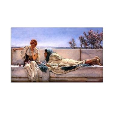 Imagem de MOBYAT Pôster Pleading por Lawrence Alma Tadema Prints, reprodução de pintura a óleo, impressão giclée em tela, arte de parede pronta para pendurar para decoração de quarto de casa. 100 x 60 cm (39 x