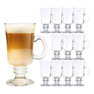 Imagem de Jogo 12 Taças De Cappuccino Café Caneca Dolce Gusto Nespresso Vidro Transparente 250ml Lyor