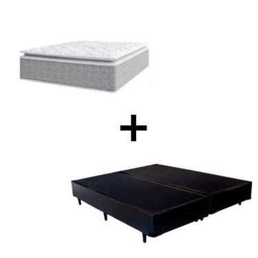 Imagem de Cama Box Queen 158 Tecido Sintético Preto Com Colchão Nazar Molas Ensacadas com Pillow Top - Bello Box - Conforto (Espuma da Nasa) Viscoeslástico D33