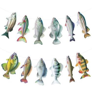 Imagem de Decorações de aniversário de peixe Gone Fishing Party Decorações de Fresswater Sunfish Bass Truut Carpa Faixa de Pesca Decoração para Crianças Adultos Adolescentes Artigos de Festa de Pesca