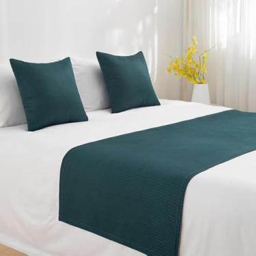 Imagem de Cachecol para cama de hotel, cor sólida, colchas, proteção, moderno, simples, ponta de cama, faixa decorativa, luxuosa, macia, toalha de cama verde||King 19,7 x 102,3