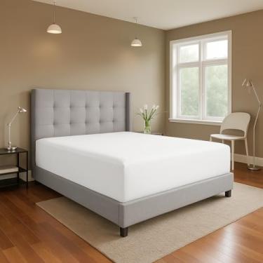 Imagem de SCI Lençol de algodão puro tamanho solteiro - lençol de baixo de algodão 400TC durável, tecido acetinado luxuosamente macio, qualidade de hotel, bolso profundo de 41 cm (branco)