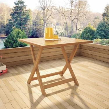 Imagem de Mesa Dobrável em Madeira Maciça Quadrada 90cm Primavera Casa e Jardim Móveis Stain Jatobá