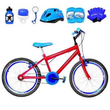 Imagem de Bicicleta Aro 20 Aero + Kit Proteção Vermelha E Azul