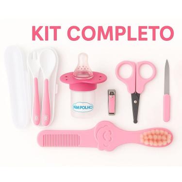 Imagem de Kit Higiene Bebê Rosa Talher + Unha + Remédio + Pente Viagem